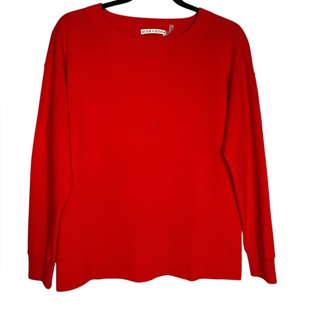 Alice + Olivia Red Quiet Luxury Ruela Split Back Hardware Sweater Size Small